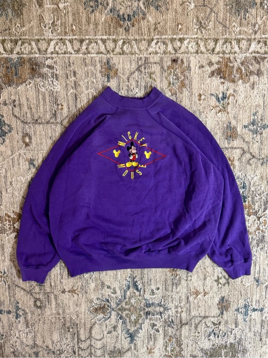 Disney Tops - Vintage 80's Mickey Mouse Embroidered Purple Sweatshirt Size S